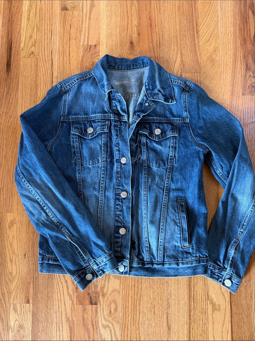 GAP 1969 Women's Medium Saddle Blue Denim Trucker Jacket M 100% Cotton